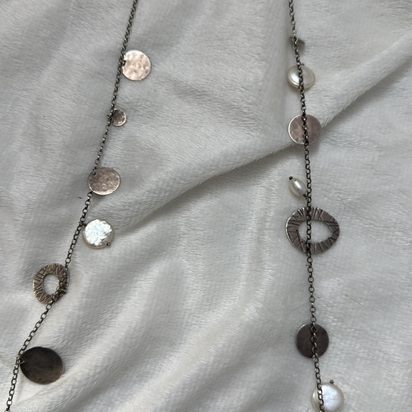 Silpada 16” long necklace with pearl accents and discs Pearl of a Girl - Picture 4 of 5